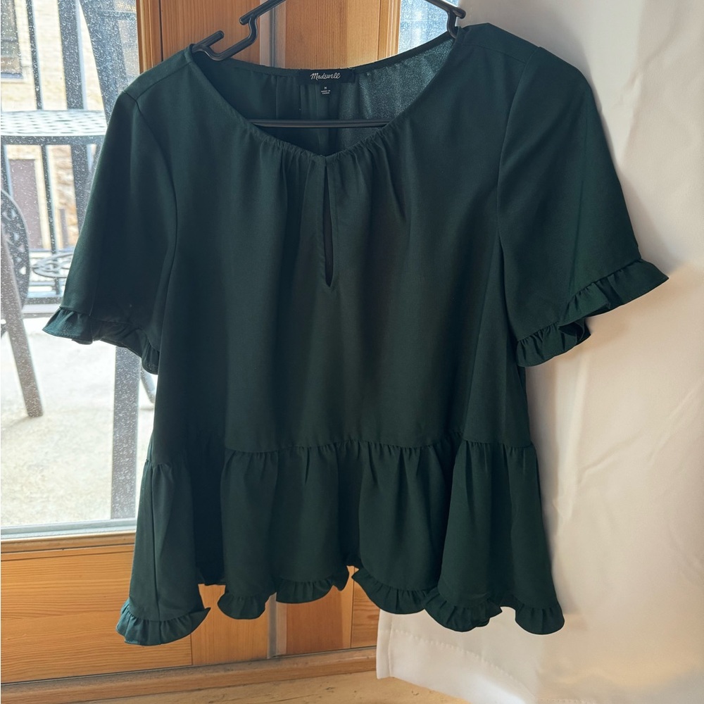 MADEWELL Womens Peplum Blouse in Smoky Spruce Green